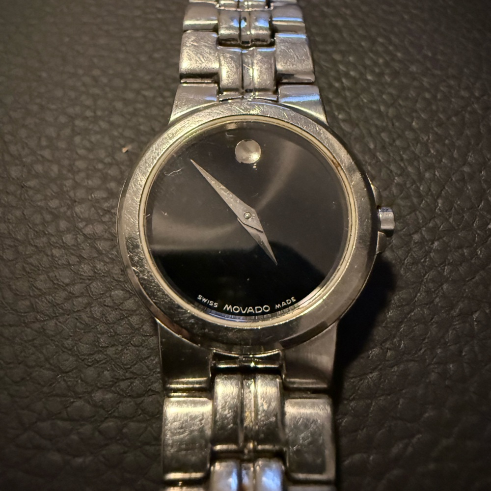 Movado Classic Black Dial Silver Bracelet Watch